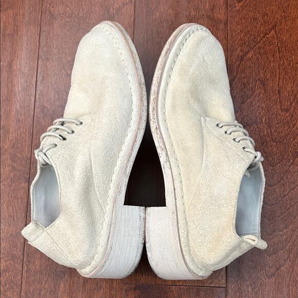 Women’s Marsell Cream Suede Lace-Up Shoes, Whitewash Stacked Heels, Size 9 - Picture 2 of 16